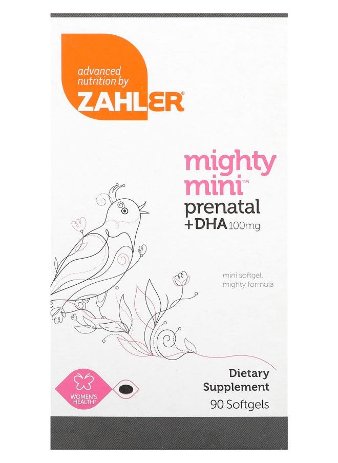 Zahler Mighty Mini Prenatal + DHA 100 mg 90 Softgels 