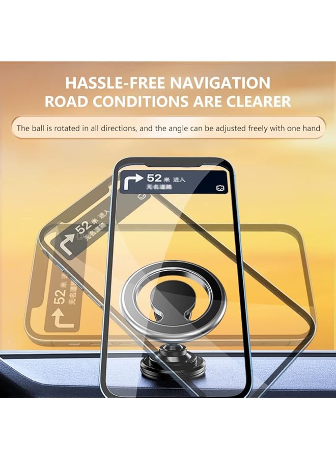 KASTWAVE For Magsafe Car Mount For Iphone - 360° Rotating Magnetic Dashboard Holder, Compatible With Iphone 14/13/12 & All Smartphones (Black) - Image 3