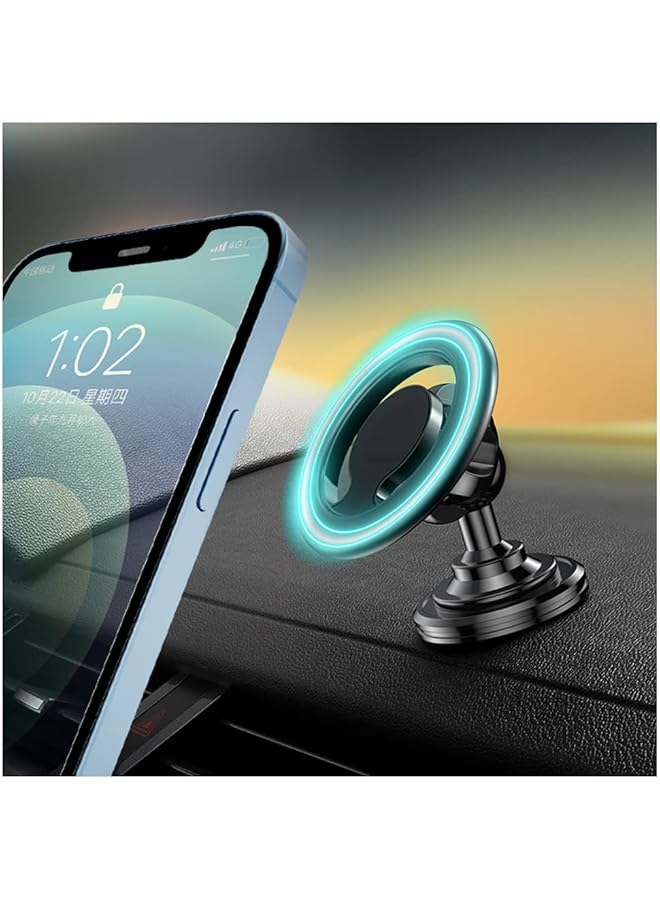 KASTWAVE For Magsafe Car Mount For Iphone - 360° Rotating Magnetic Dashboard Holder, Compatible With Iphone 14/13/12 & All Smartphones (Black) - Image 1