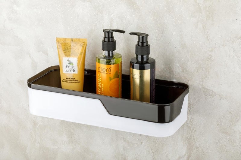 Leawall Wall Shelf – Self-Adhesive No Drilling Removable Plastic Decor Shelf – Punch-Free Rack for Bathroom, Kitchen, Bedroom – Cosmetic, Shampoo & Bathroom Accessories Organizer(1 Pc, Black) - Image 1