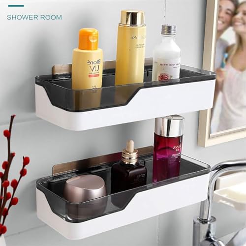 Leawall Wall Shelf – Self-Adhesive No Drilling Removable Plastic Decor Shelf – Punch-Free Rack for Bathroom, Kitchen, Bedroom – Cosmetic, Shampoo & Bathroom Accessories Organizer(1 Pc, Black) - Image 5