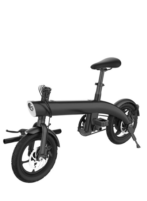 H2C Micro Electric Bicycle 20kg Lightweight Foldable E-Bike With 250w Motor, 40-45km Power Assist, 36v15.2ah Detachable Battery, 14" Alloy Frame & Led Light Ideal For Urban Commuting Scooter Black