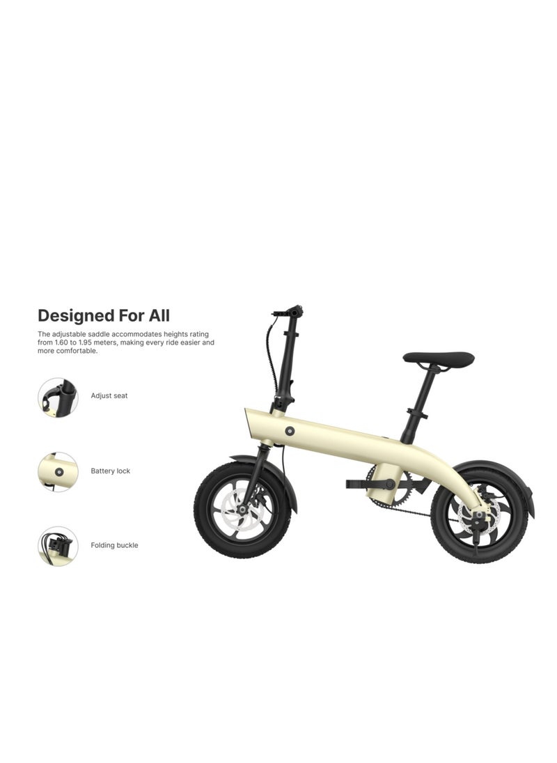 Crony - H2C Micro Electric Bicycle 20kg Lightweight Foldable E-Bike With 250w Motor, 40-45km Power Assist, 36v15.2ah Detachable Battery, 14" Alloy Frame & Led Light Ideal For Urban Commuting Scooter Black - Image 1