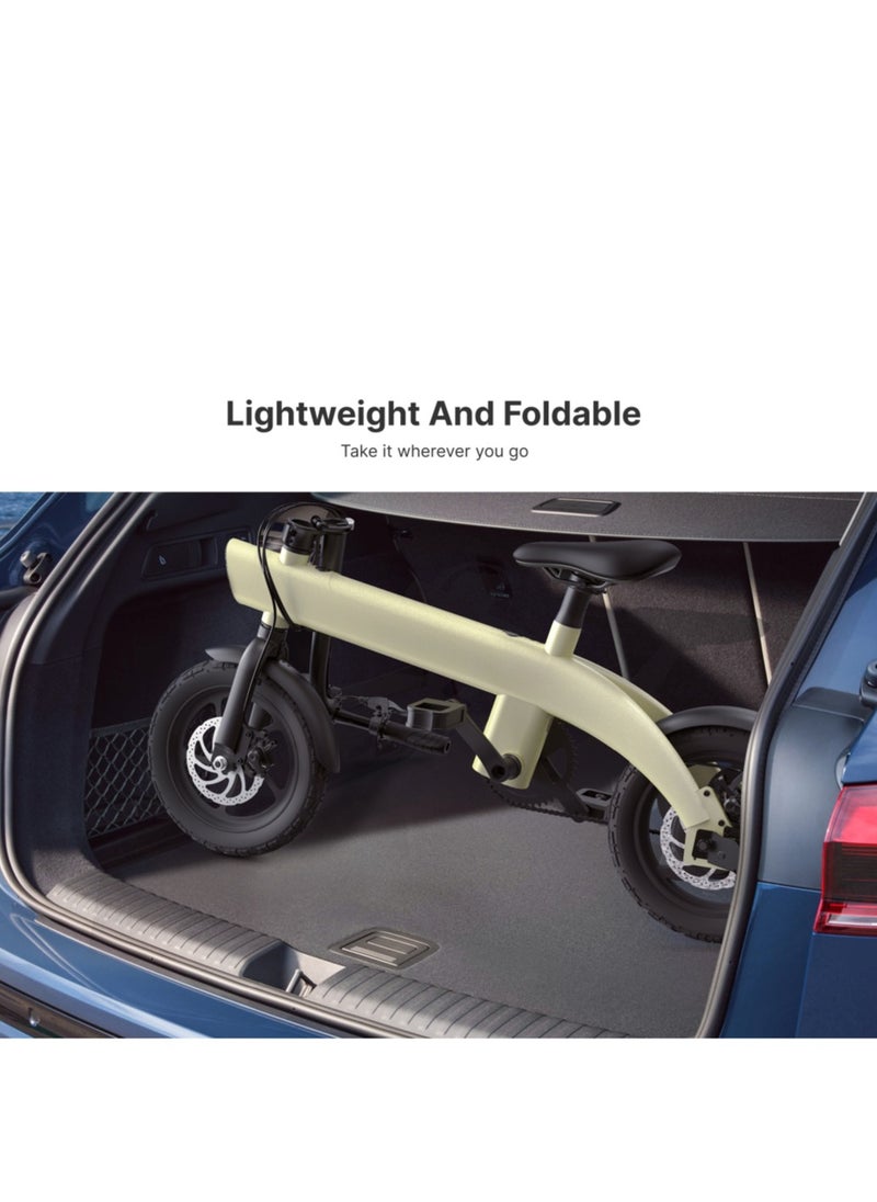 Crony - H2C Micro Electric Bicycle 20kg Lightweight Foldable E-Bike With 250w Motor, 40-45km Power Assist, 36v15.2ah Detachable Battery, 14" Alloy Frame & Led Light Ideal For Urban Commuting Scooter Black - Image 1