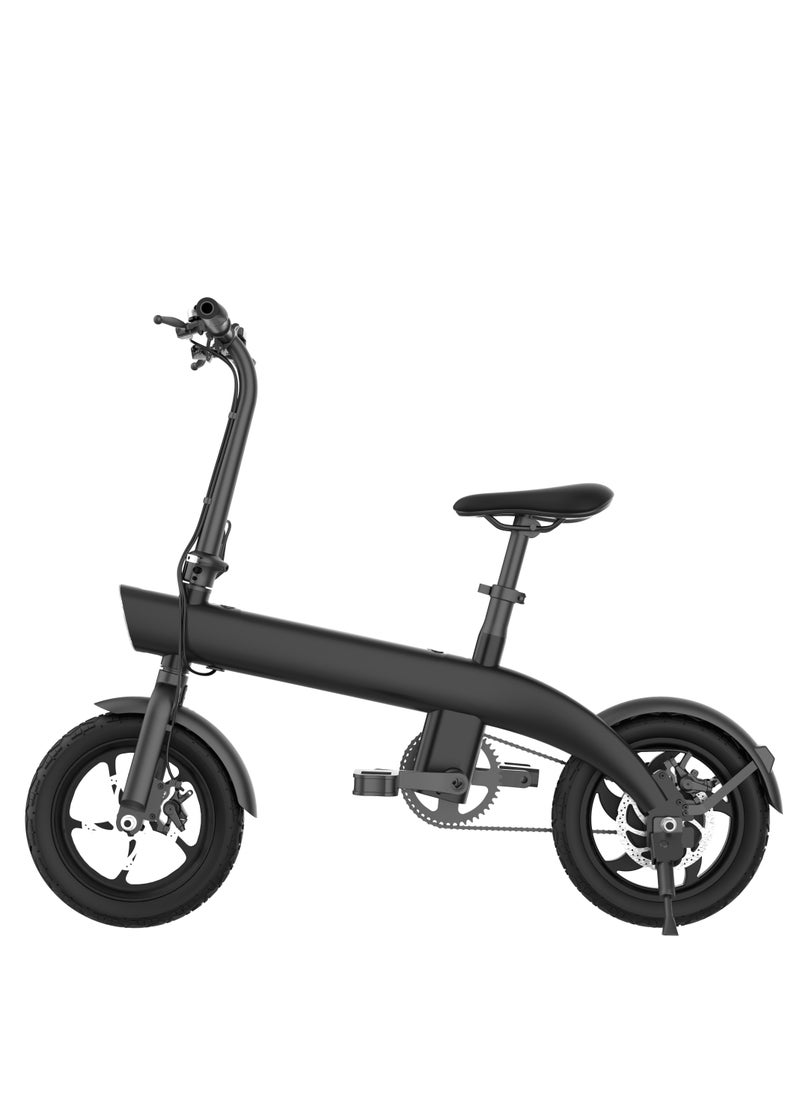 Crony - H2C Micro Electric Bicycle 20kg Lightweight Foldable E-Bike With 250w Motor, 40-45km Power Assist, 36v15.2ah Detachable Battery, 14" Alloy Frame & Led Light Ideal For Urban Commuting Scooter Black - Image 1