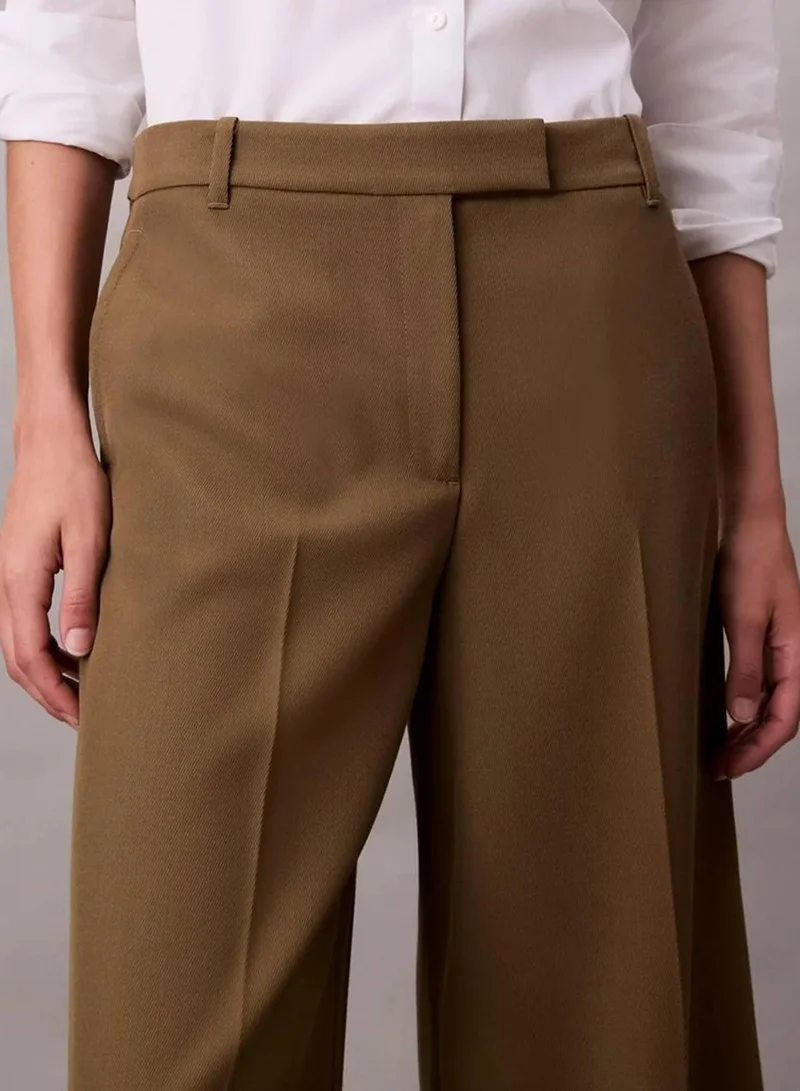 Calvin Klein Capers Wool Gabardine Wide Leg Trousers for Women | Best Price UAE