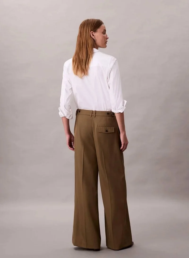 Calvin Klein Capers Wool Gabardine Wide Leg Trousers for Women | Best Price UAE