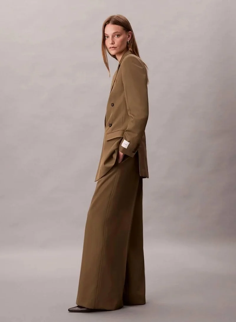 Calvin Klein Capers Wool Gabardine Wide Leg Trousers for Women | Best Price UAE