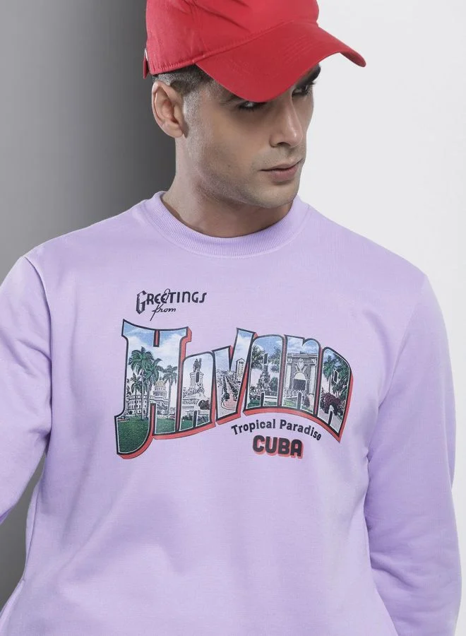 The Indian Garage Co Men Regular Fit Printed Crew Neck Full Sleeves Sweatshirt