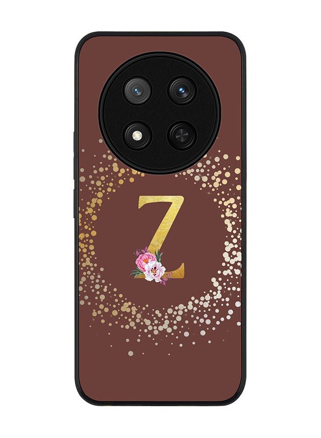 Stylizedd For Honor X9c / Honor Magic7 Lite 5G Case,Slim fit Camera Protection, Shockproof Thin Phone cover  - Custom Monogram Floral - Z  (Brown ) - Image 1