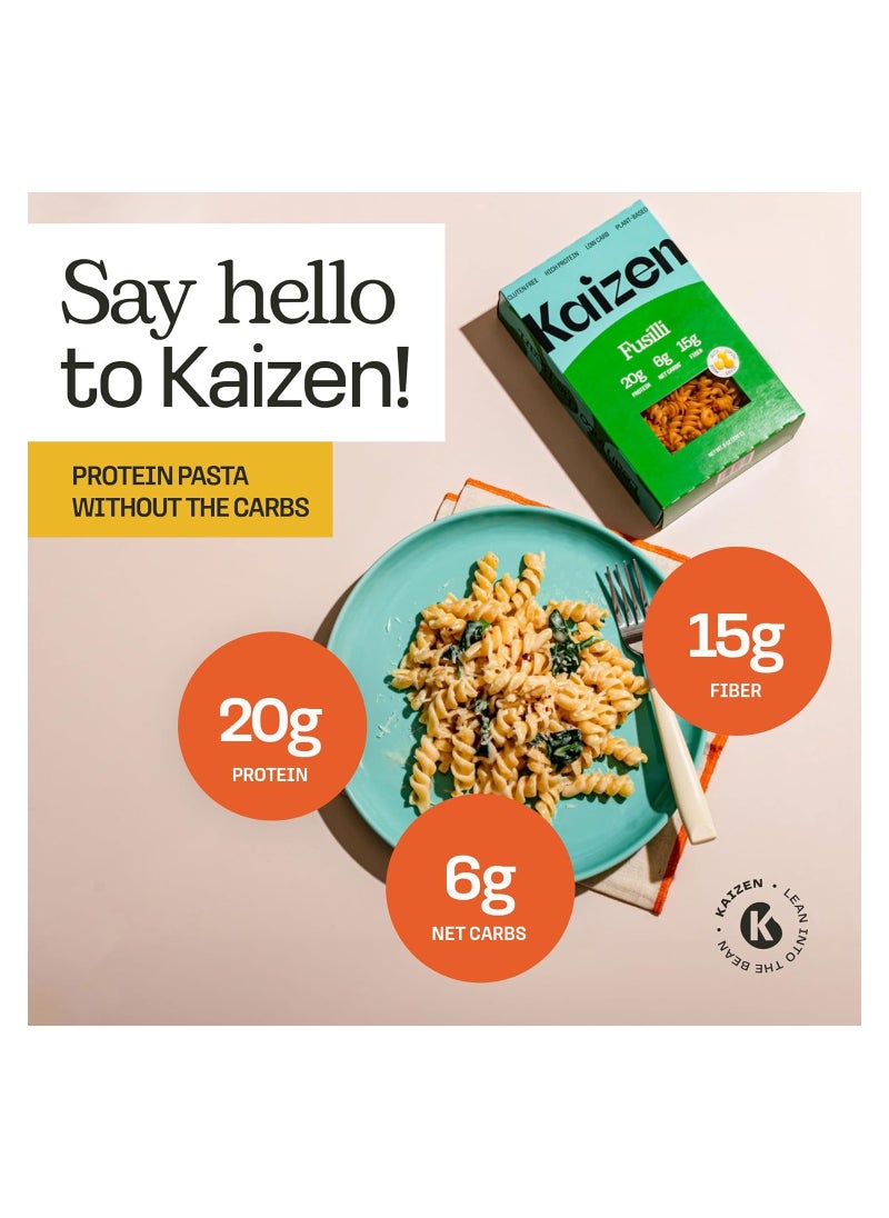 Kaizen Low Carb Pasta Fusilli - Gluten-Free, High Protein, Keto Friendly, Plant Based, Made with High Fiber Lupin Flour