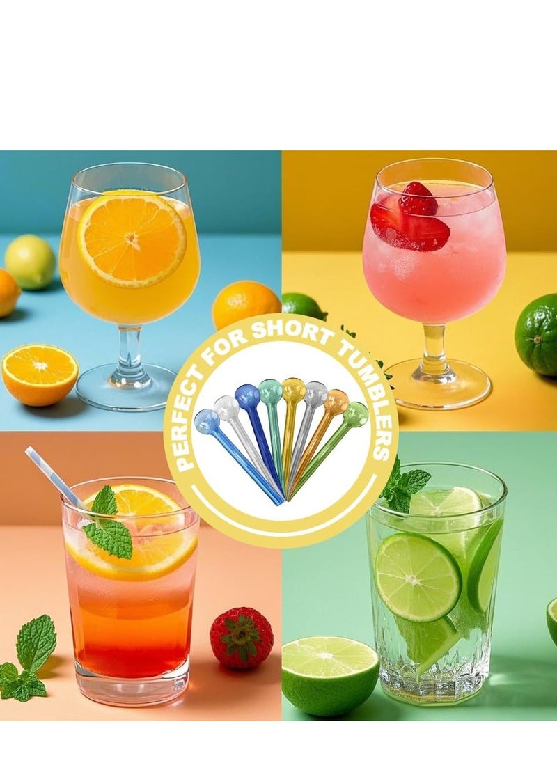 Generic 8 reusable glass straws with charms, colorful drinking straws, shatterproof, including cleaning brush, short smoothie straws, suitable for cocktails, smoothies, juices, milkshakes, tea  - Image 5