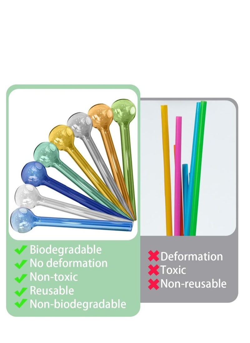 Generic 8 reusable glass straws with charms, colorful drinking straws, shatterproof, including cleaning brush, short smoothie straws, suitable for cocktails, smoothies, juices, milkshakes, tea  - Image 4