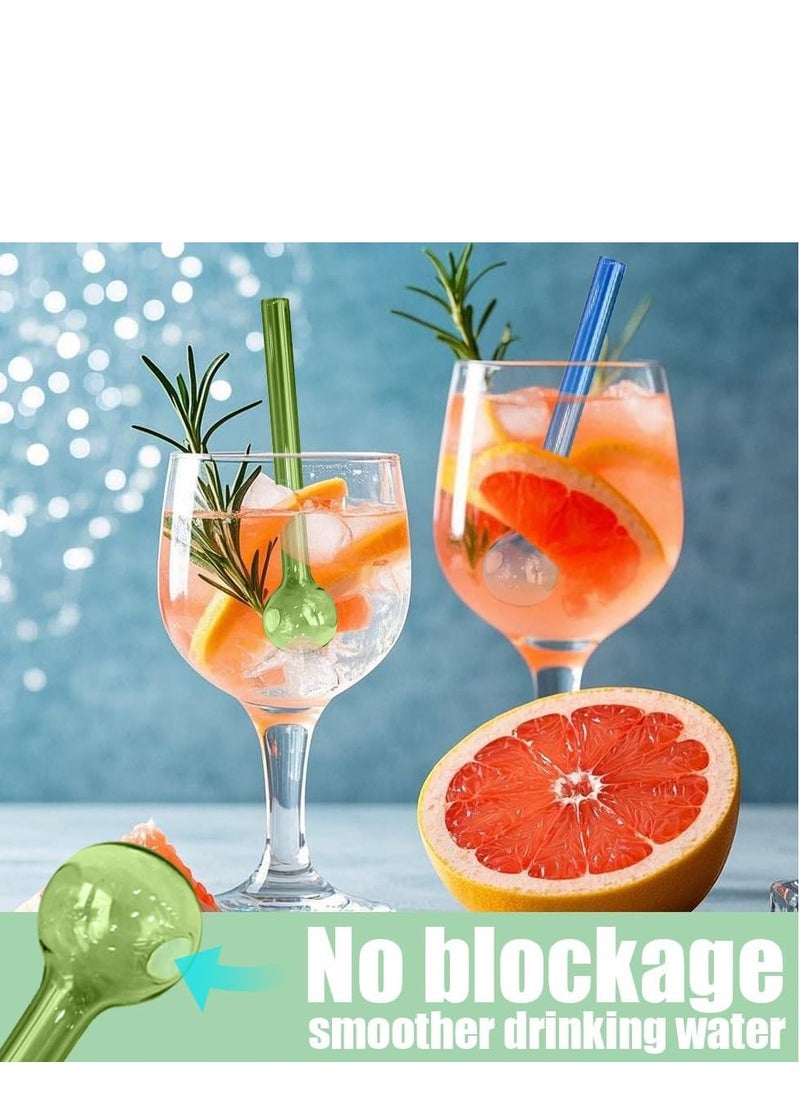 Generic 8 reusable glass straws with charms, colorful drinking straws, shatterproof, including cleaning brush, short smoothie straws, suitable for cocktails, smoothies, juices, milkshakes, tea  - Image 3