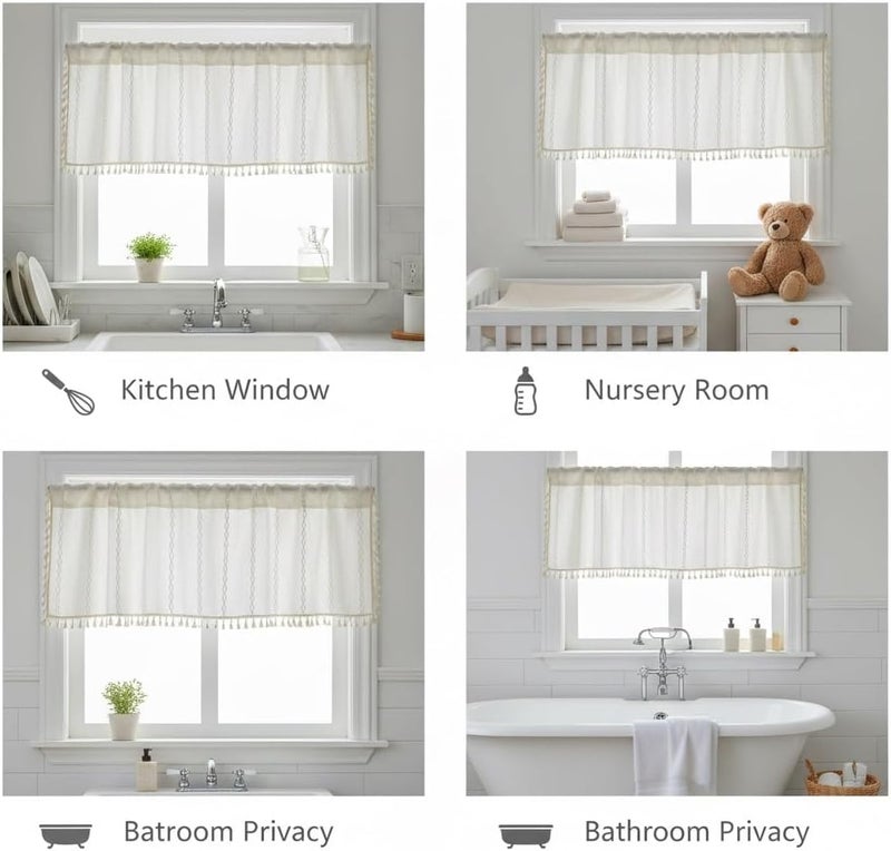 Chic Kitchen Valances, Light Filtering Short Curtains for Farmhouse Country Style, Elegant Window Toppers for Living Room & Bedroom - Image 3