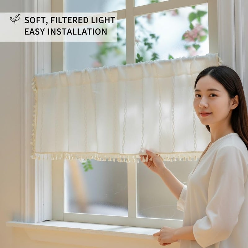 Chic Kitchen Valances, Light Filtering Short Curtains for Farmhouse Country Style, Elegant Window Toppers for Living Room & Bedroom - Image 5