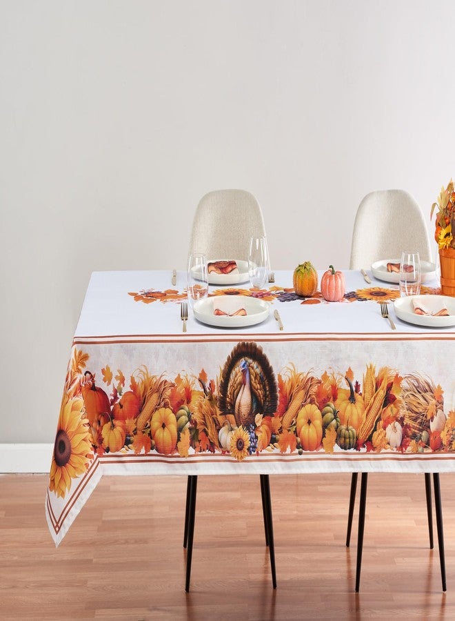 Kadut Thanksgiving Fall Harvest Turkey Tablecloth (60 x 102 Rectangle Tablecloths) for 6 Foot Rectangle Tables Heavy Duty Fabric Stain Proof Table Cloth for Harvest, Holiday, Parties Table Cover - Image 2