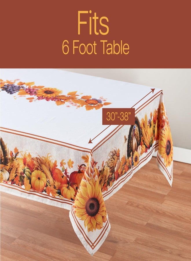 Kadut Thanksgiving Fall Harvest Turkey Tablecloth (60 x 102 Rectangle Tablecloths) for 6 Foot Rectangle Tables Heavy Duty Fabric Stain Proof Table Cloth for Harvest, Holiday, Parties Table Cover - Image 3