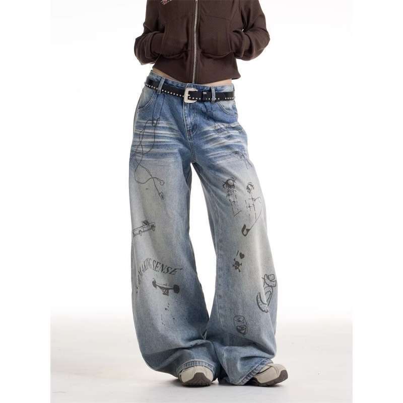 Unisex Classic Denim Jeans Loose Fit Daily Outdoor Wear - Image 1