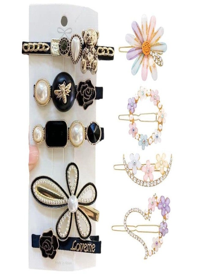 KARDIFF 9 Pcs Korean Stylish Multi Design Hair Clip & Flower Lock Pin For Girls & Women Our hair Lock Pin & hair Clip is trendy and pretty, dress-up with them, helps you become the charming and fashionable PK 1 - Image 1