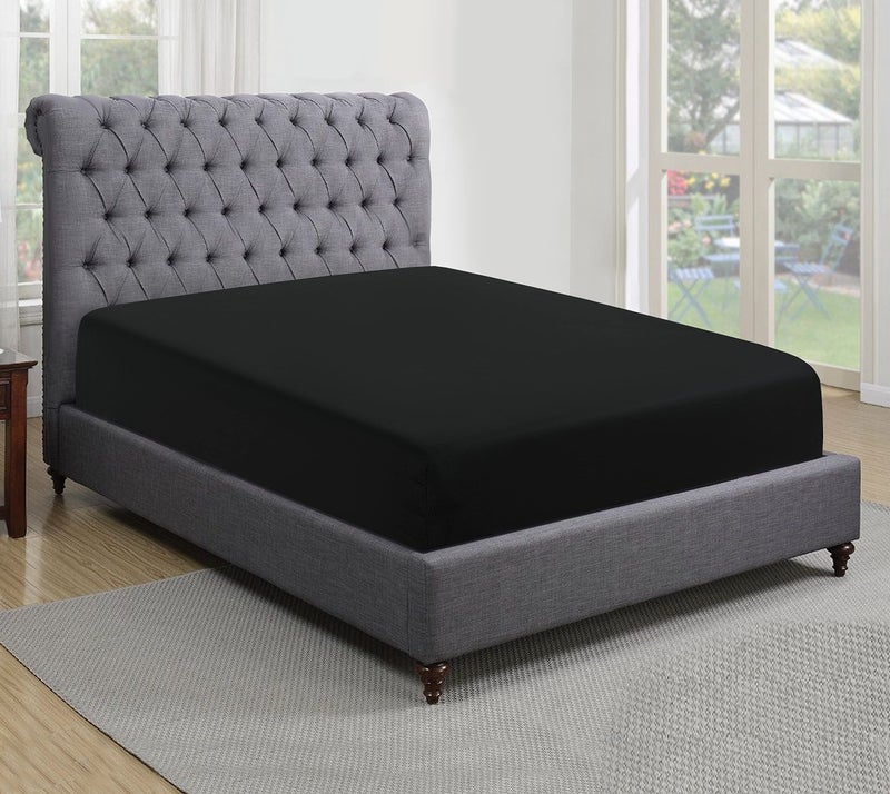 Sapphire collection 200 Thread Count 100 Egyptian Cotton Fitted Sheet Double Black