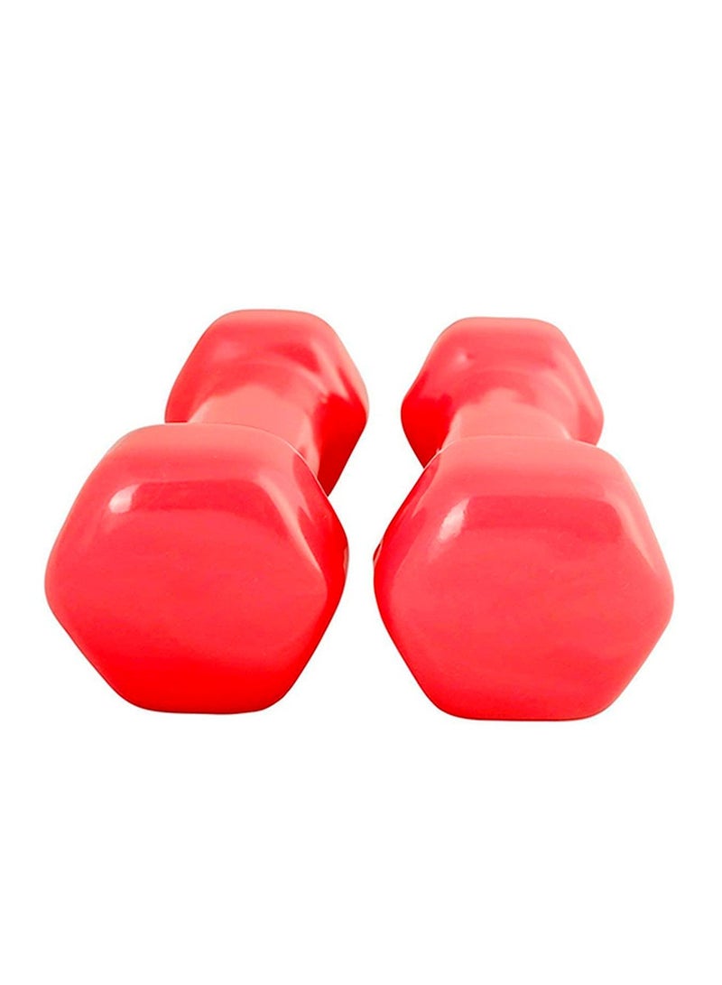 أتش برو طقم دمبل مطلي بالفينيل للتمارين واللياقة البدنية | أوزان موحدة للجنسين متوفرة بمقاسات مختلفة | باللون الأحمر - Image 2