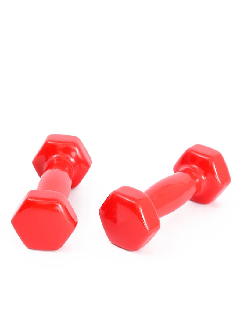 أتش برو طقم دمبل مطلي بالفينيل للتمارين واللياقة البدنية | أوزان موحدة للجنسين متوفرة بمقاسات مختلفة | باللون الأحمر - Image 1