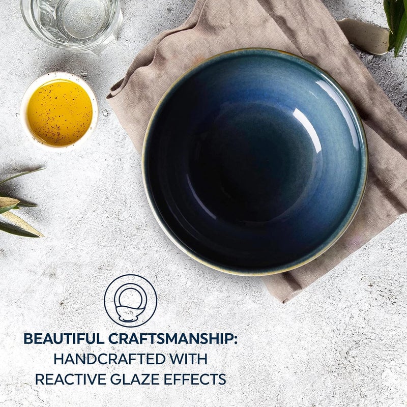 Corelle 4Pc Bowl Set Handcrafted Artisanal Double Bead  Reactive Glaze Stoneware 21Oz Bowl Set Navy - Image 3