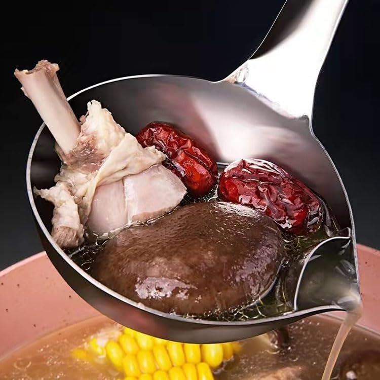 Stainless Steel Oil Filter Spoon Efficient Food Skimmer for Hot Pot, Soup - 12.6 X 3.3in - Image 2