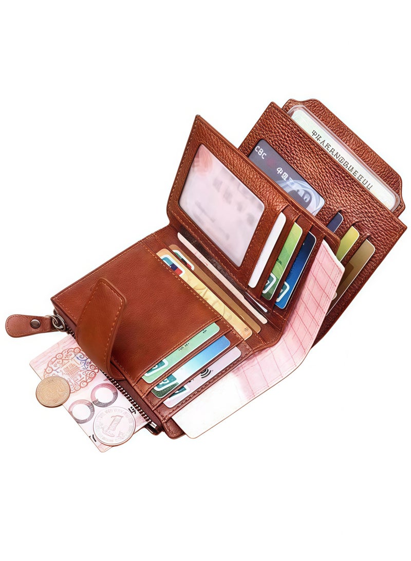 محفظة رجالية منقوشة قصيرة للأعمال التجارية بسيطة متعددة البطاقات وحامل بطاقات متعدد الوظائف - Image 3