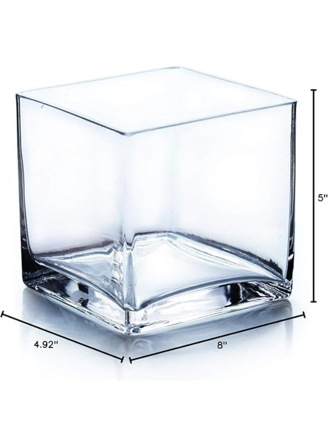 WGVI WGV Cube Glass Vase, Candle Holder, 5"x5"x5", [Bulk & Size Options Available] Clear Elegant Floral Accent Container Planter Terrarium Wedding Party Ceremony Home Decor, 1 Piece - Image 2