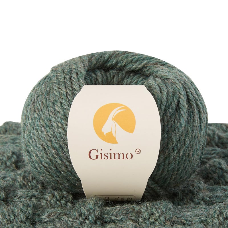 Gisimo 100% Merino Wool Yarn, 3-Ply Luxurious and Soft Yarn for Hand Knitting & Crocheting (Evergreen, 1Ball) - Image 1