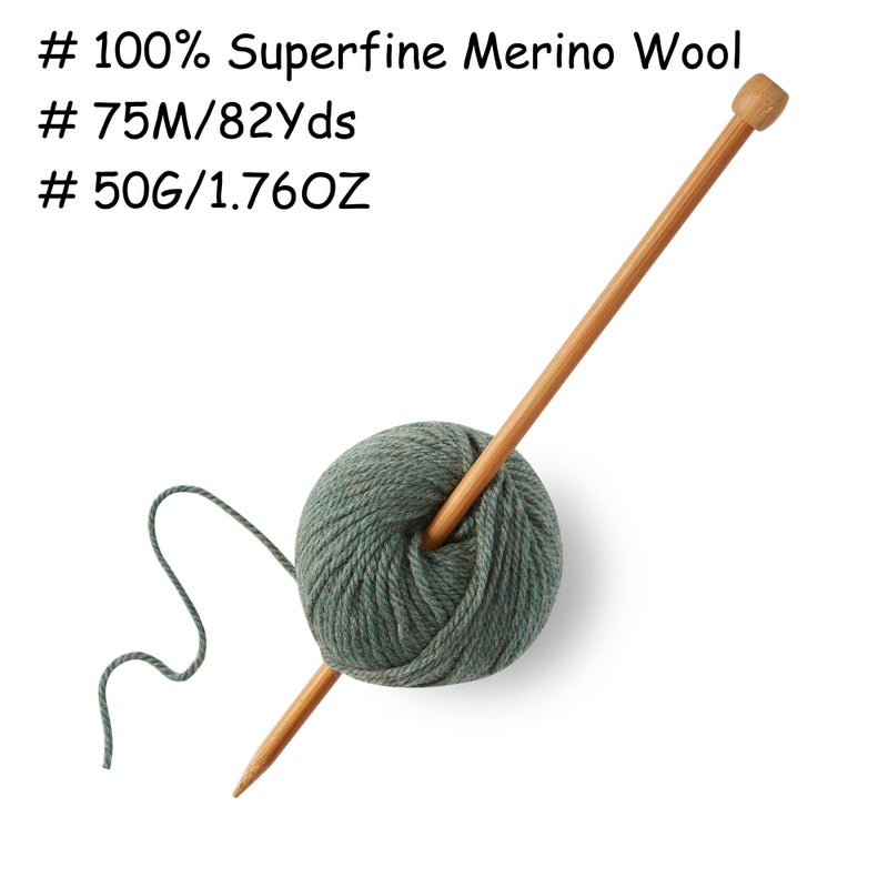 Gisimo 100% Merino Wool Yarn, 3-Ply Luxurious and Soft Yarn for Hand Knitting & Crocheting (Evergreen, 1Ball) - Image 3