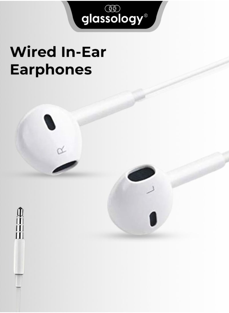 glassology In Ear Wired Earphones with 3.5mm Jack and Mic (White)  - Image 1