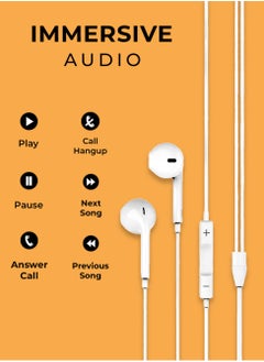 glassology In Ear Wired Earphones with 3.5mm Jack and Mic (White)  - Image 2
