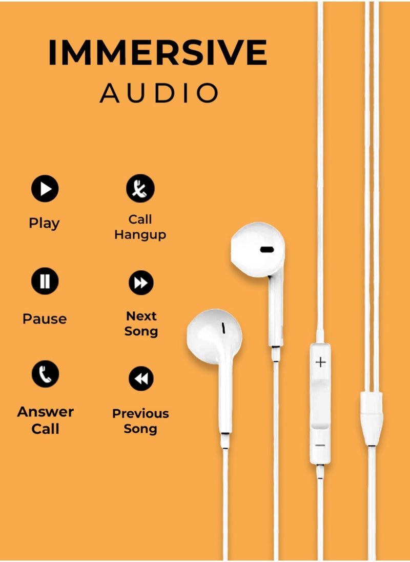 glassology In Ear Wired Earphones with 3.5mm Jack and Mic (White)  - Image 2