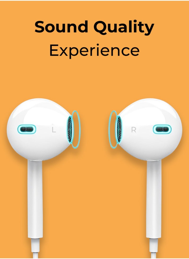 glassology In Ear Wired Earphones with 3.5mm Jack and Mic (White)  - Image 4