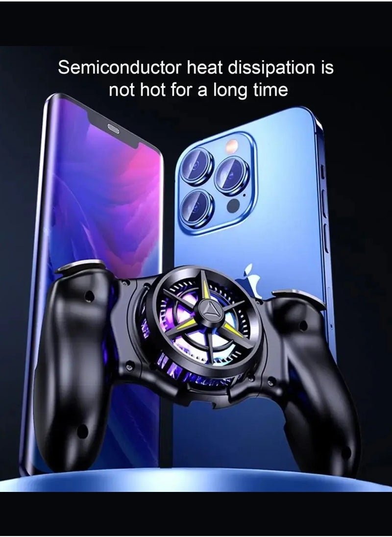 DIGI CORE - Mobile Phone Wireless Gamepad JK01S 2 IN 1 Game Controller L1 R1 Fire Button With Cooler Fan Radiator Wireless Gamepad For Android And iOS Devices With Rgb Light Phone Cooler Semiconductor Heatsink - Image 1