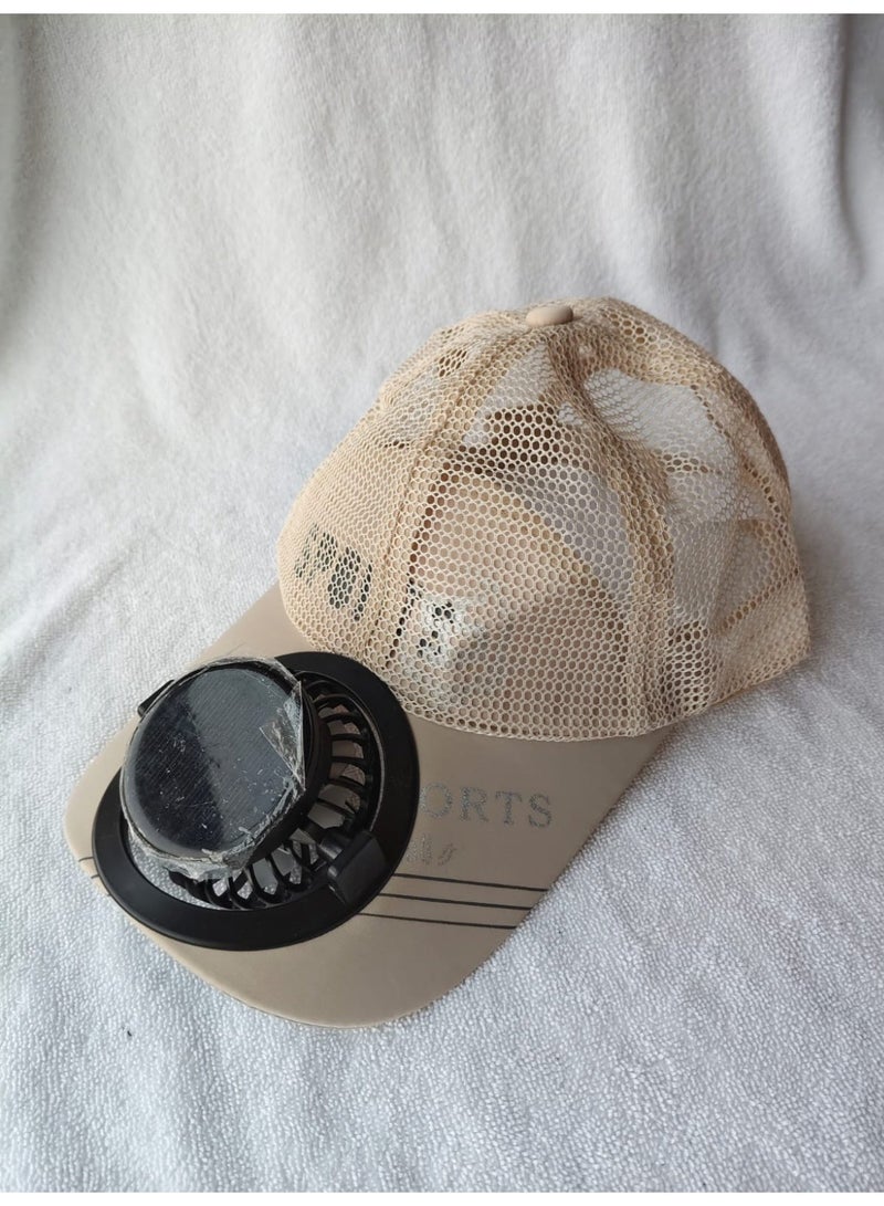 Trendoza Solar Powered Cooling Fan Cap | USB Rechargeable Breathable Baseball Hat for Outdoor Activities, Hiking & Travel | Beige - Image 3
