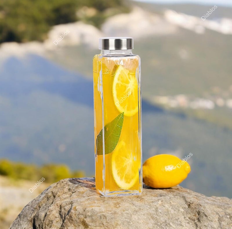 TADRUP Glass Water Bottle 750ML Square Refrigerator bottles Perfect for Home Travel Juicing Water Smoothie Reusable Glass Drinking Bottles Clear Set of 2 - Image 3