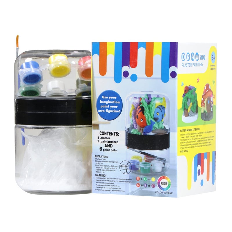 Grofly Art Plaster Photo Frame Painting Kit with Brush for Kids, Students, Children, Artists/Fish Colored Drawing Fun Kids Projects - Image 4