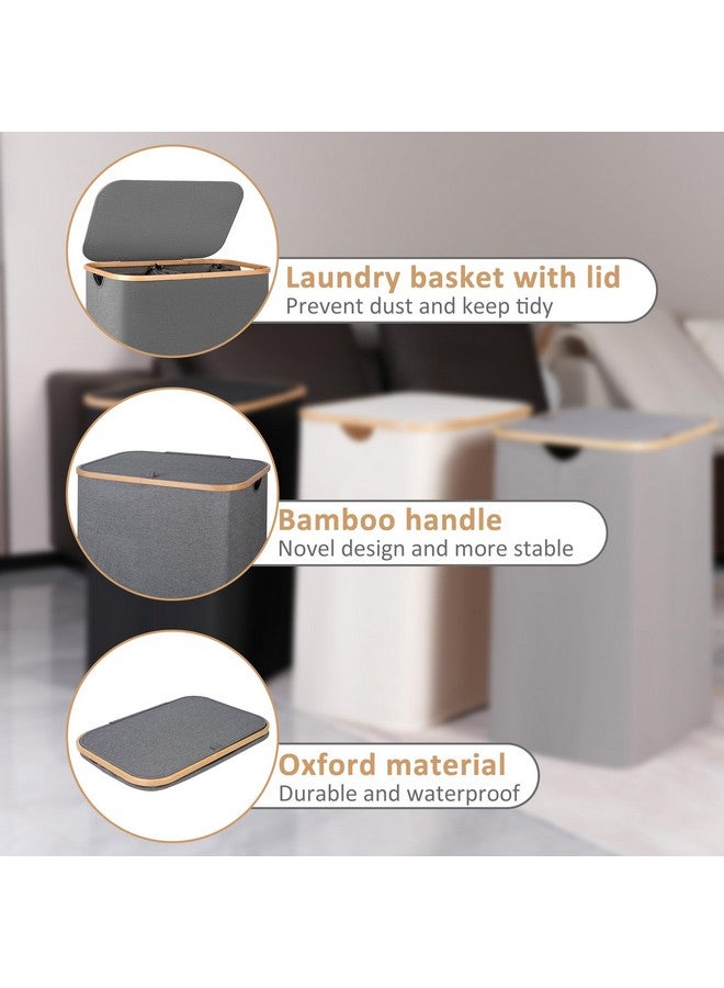 iEGrow iEGrow 150L Laundry Hamper with Lid-Large Laundry Basket with Bamboo Handles, Grey Hampers for Laundry, Dirty Clothes Hamper with 2 Removable Inner Bags for Clothes Toys Towels - Image 4