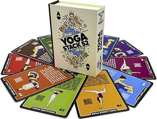 Stack 52 Yoga Exercise Cards: Designed by Certified Yoga Instructor. Video Instructions Included. Beginner to Advanced Poses and Asana Workout Games. Improve Fitness and Flexibility. (Base Deck) - Image 1