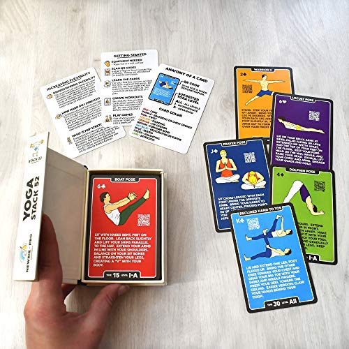 Stack 52 Yoga Exercise Cards: Designed by Certified Yoga Instructor. Video Instructions Included. Beginner to Advanced Poses and Asana Workout Games. Improve Fitness and Flexibility. (Base Deck) - Image 2