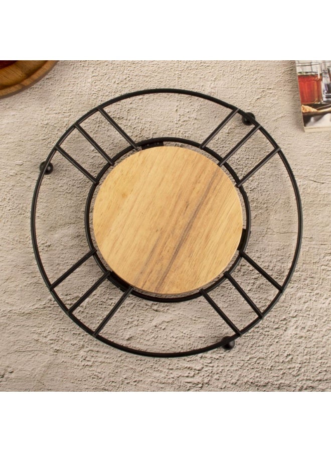 مجموعة من قطعتين من قواعد الأكواب، حامل ثلاثي عصري مع مركز خشبي - حامل أواني مقاوم للحرارة، وسادة ساخنة من المعدن والخشب للمطبخ، حماية طاولة الطعام، قواعد أكواب خشبية لامتصاص المشروبات، قواعد أكواب خشبية مع حامل، قواعد أكواب لطاولة القهوة، مجموعة قواعد أكواب ماصة لحماية الطاولة، قواعد أكواب للمشروبات للمنزل الريفي والمكتب والبار لديكور غرفة المعيشة، للأواني والغلايات ومكابس القهوة وأطباق التقديم - Image 4