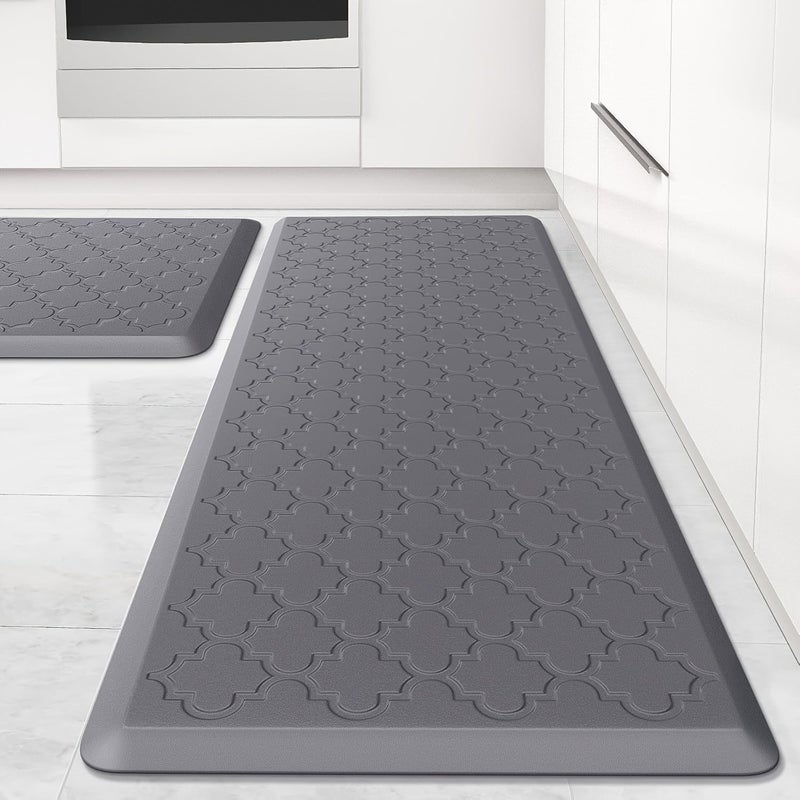 مجموعة من 2 قطعة من السجاد المطاطي PVC للمطبخ بسمك 12 مم، سجاد أرضي مستطيل مريح بتصميم زهري للمطبخ والمكتب وغرفة الغسيل، سجاد مقاوم وسهل التنظيف للوقوف. - Image 1