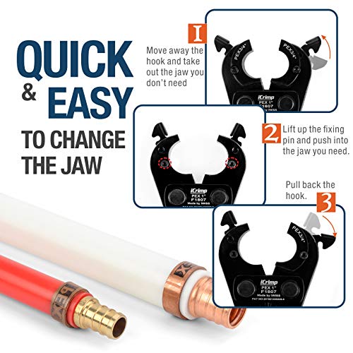 IWISS iCrimp F1807 Copper Ring Crimping Tool Kit for 3/8,1/2,3/4,1-inch- Free Removal Tool& Pex Pipe Cutter&Gauge- For All US F1807 Standards - Image 4