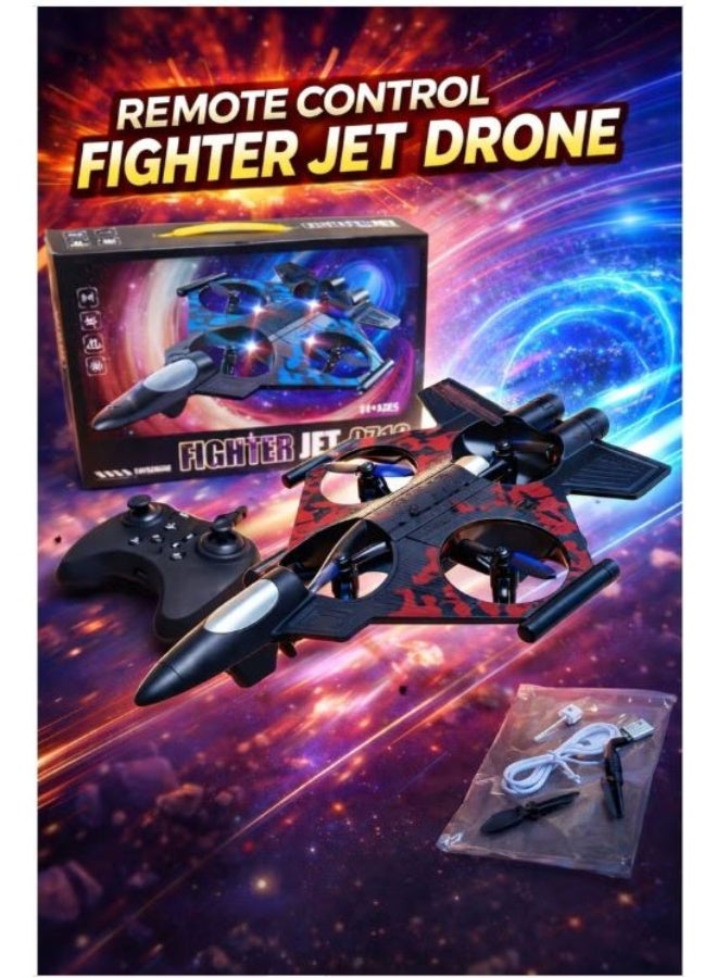 RYN RC Aeroplan Fighter Jet 2.4GHz Remote Control Quadcopter Drone with Colored Lights - 0713 RTF Airplane Toy - Image 2