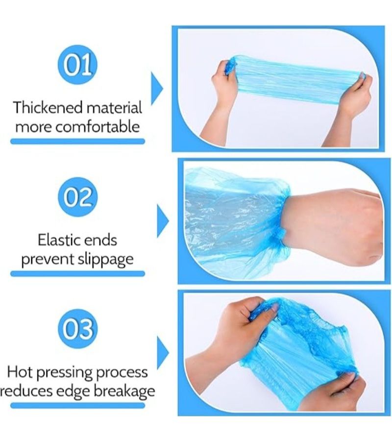 25PCS Thick Blue Transparent Arm Covers Durable Portable For Cleaning Kitchen Outdoor Painting - Image 4
