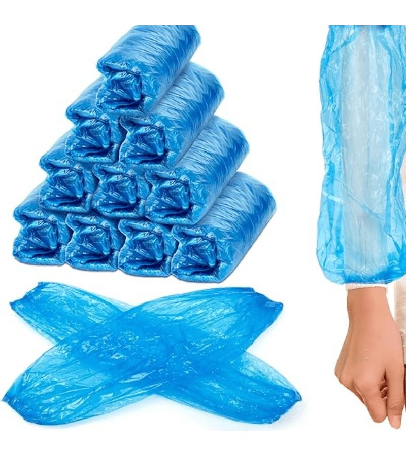 25PCS Thick Blue Transparent Arm Covers Durable Portable For Cleaning Kitchen Outdoor Painting - Image 1